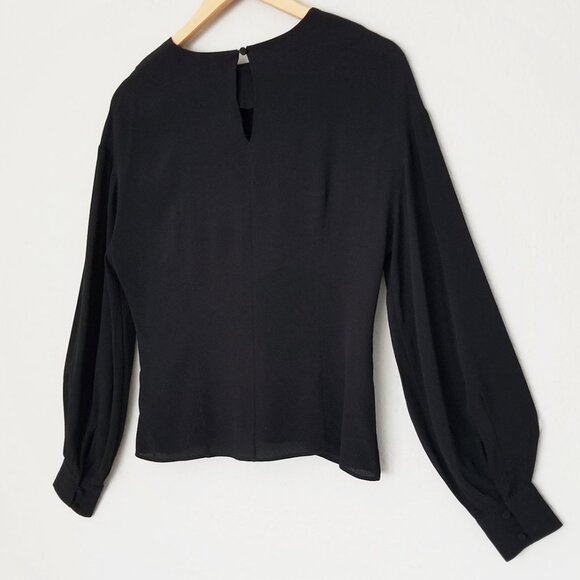 NEW & Other Stories Oversized Sleeve Blouse Black Size 4 Viscose Crepe Classic - Picture 6 of 16